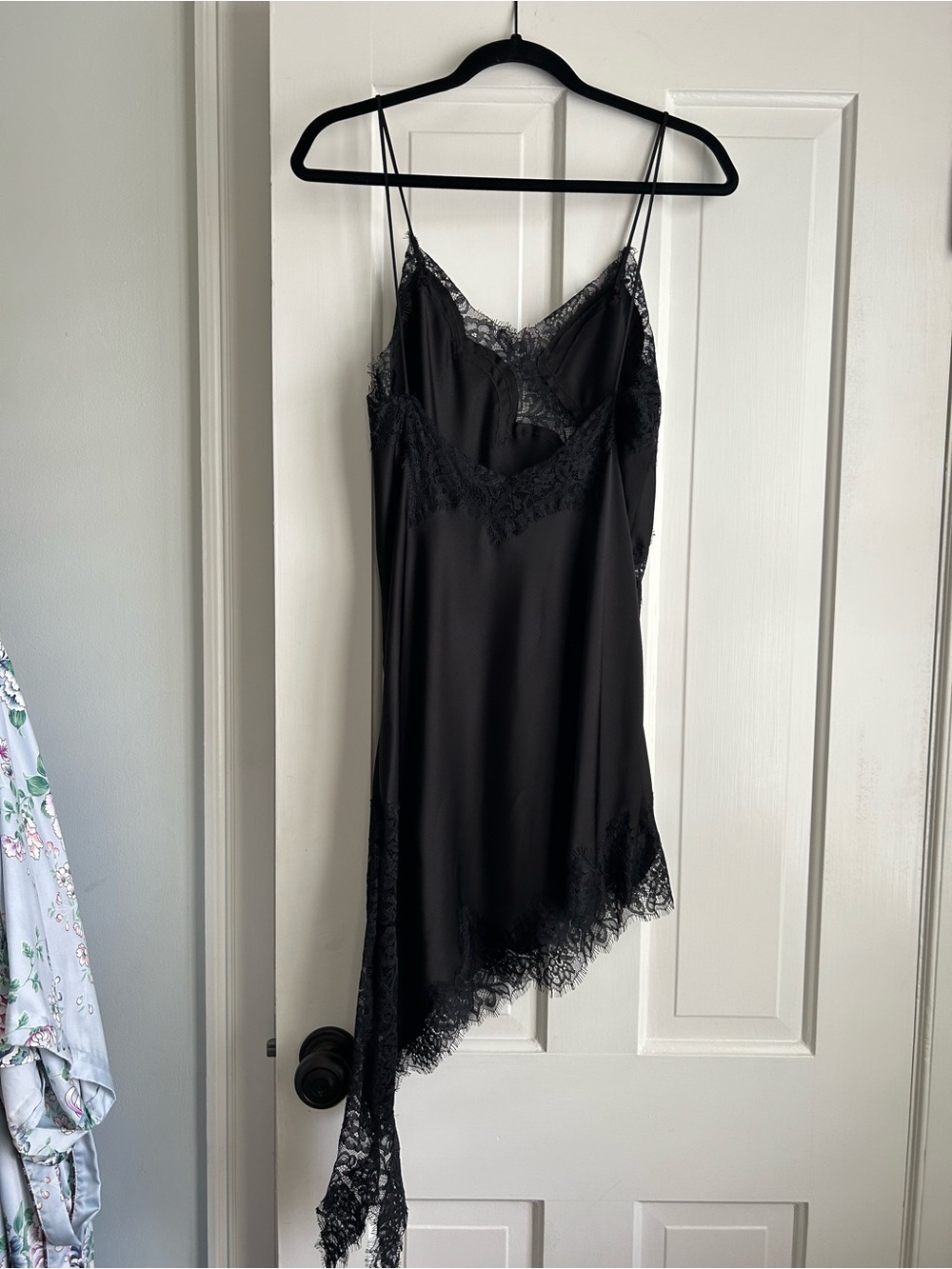 Zara Black Lace-Trim Slip Dress